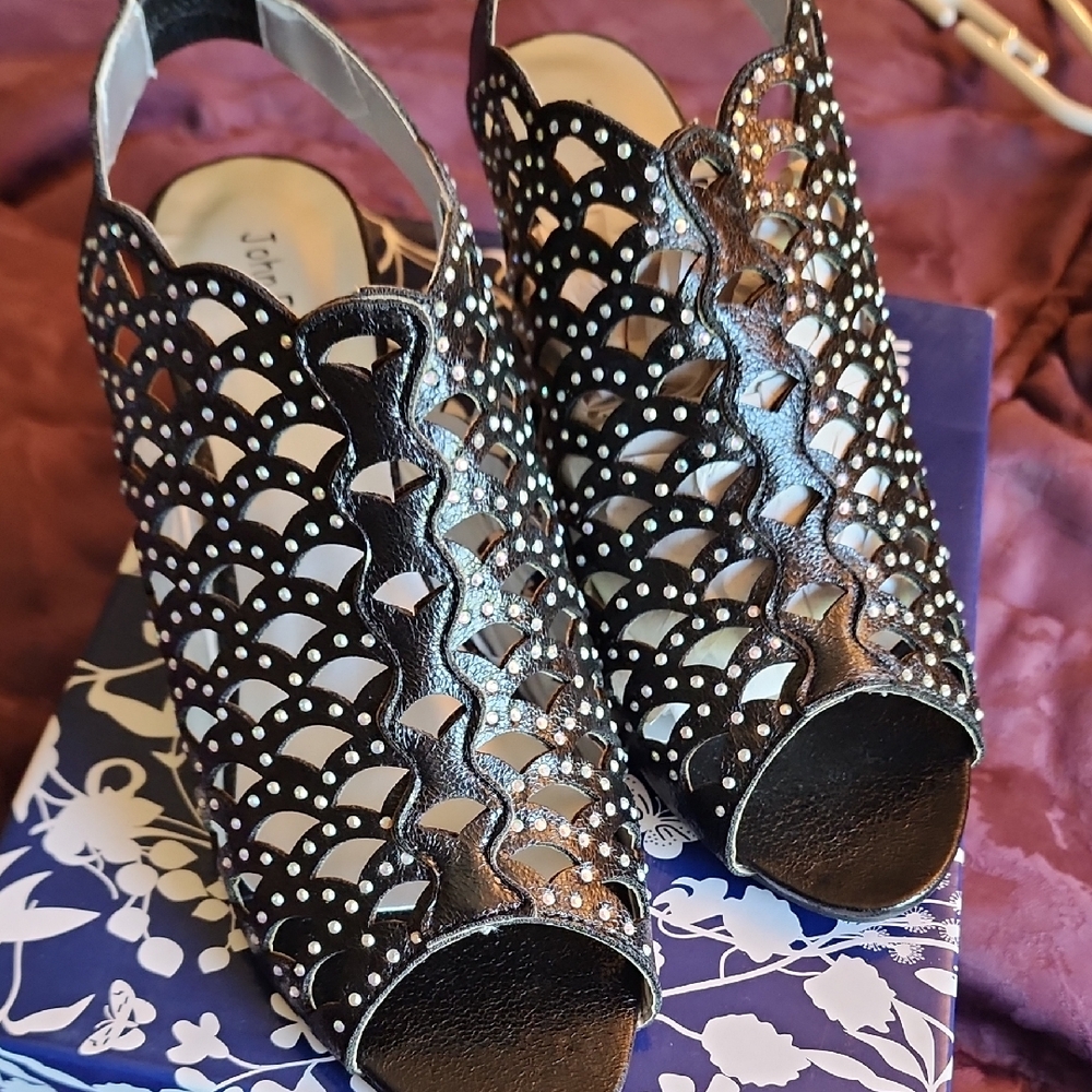 J.Renee Black and White Cutout Heels